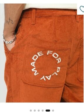Paterson Wide Leg Rust Orange Corduroy Skate Pants Size 30 Relaxed Baggy Fit